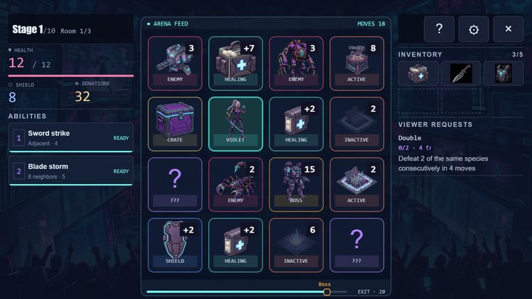 Cyber Psycho - Violet facing a boss on the shifting board