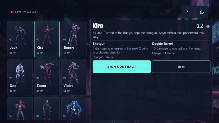 Cyber Psycho - choosing a contestant from nine heroes