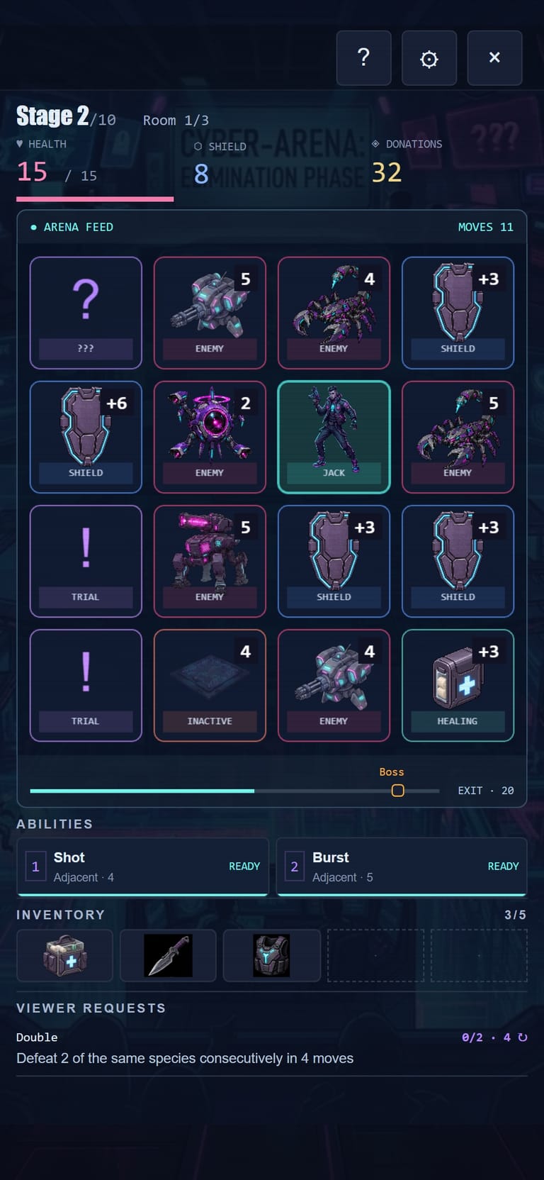 Cyber Psycho - portrait layout of the arena