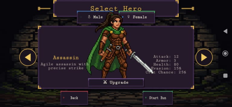 Dungeon of the Oracle - hero selection